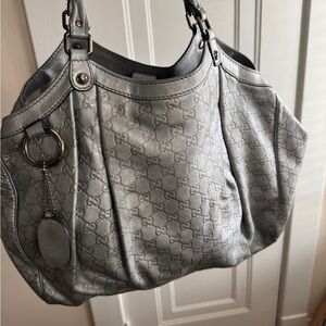 Gucci Silver Monogram Shoulder Bag